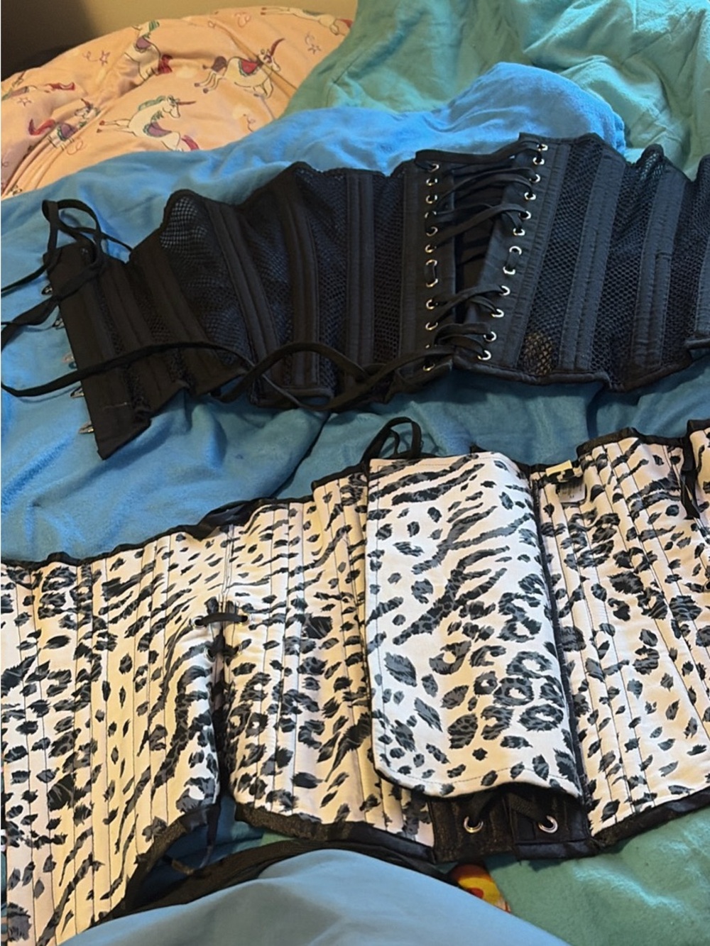Underbust Waist Trainer Corset in Black and White Leopard